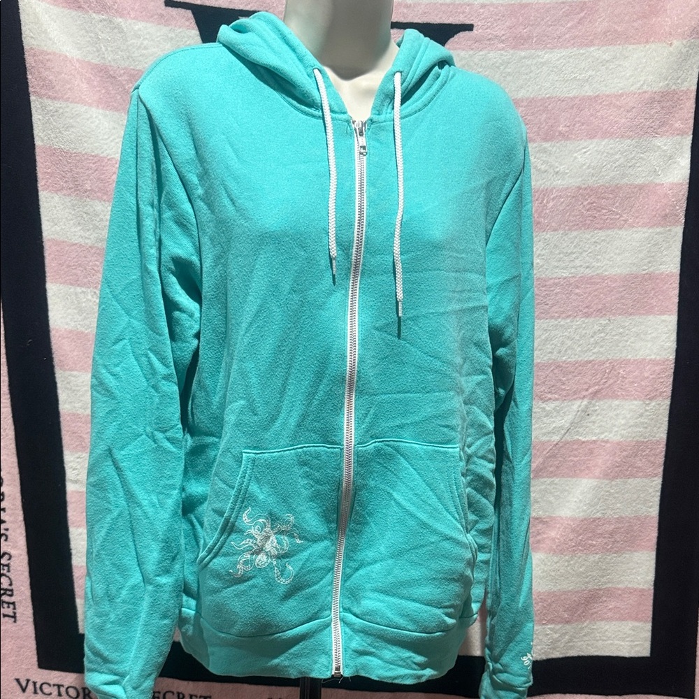 Stylish Teal Zip-Up Hoodie